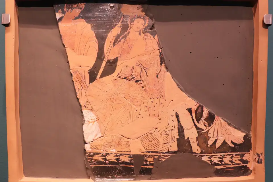 Antiek reliëf met Demeter.
