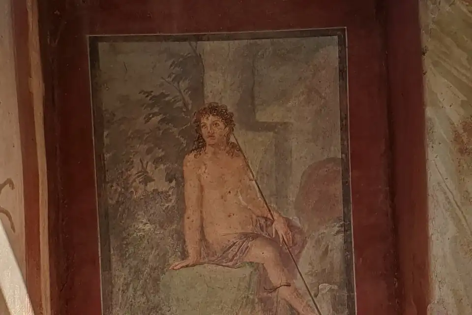 Antieke muurschildering met Narcissus.
