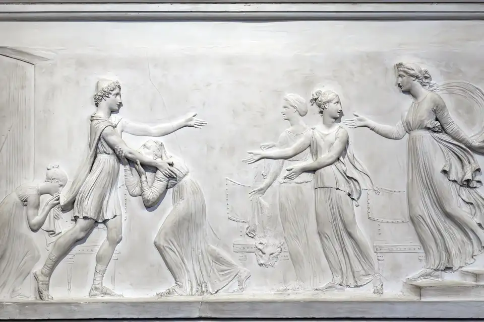 Beeld van de terugkeer van Telemachos, door Antonio Canova.