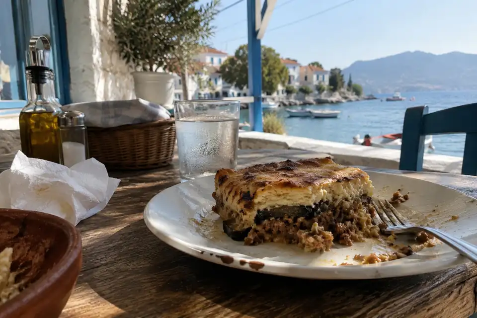 Beeld bij Moussaka.